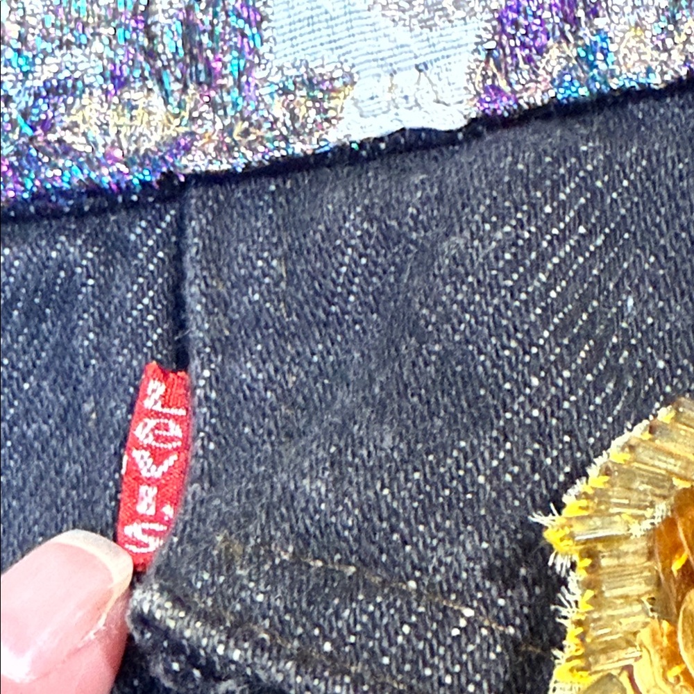 Upcycled 1989 Levi’s 70506 Trucker Jacket Made in USA | Gold Baroque Trim & Broc - Picture 11 of 16